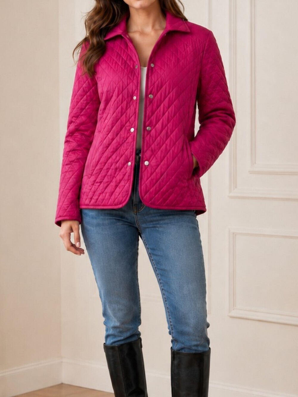 BRIGGS OF NEW YORK Burgundy Quilted Puffer Jacket. EUC